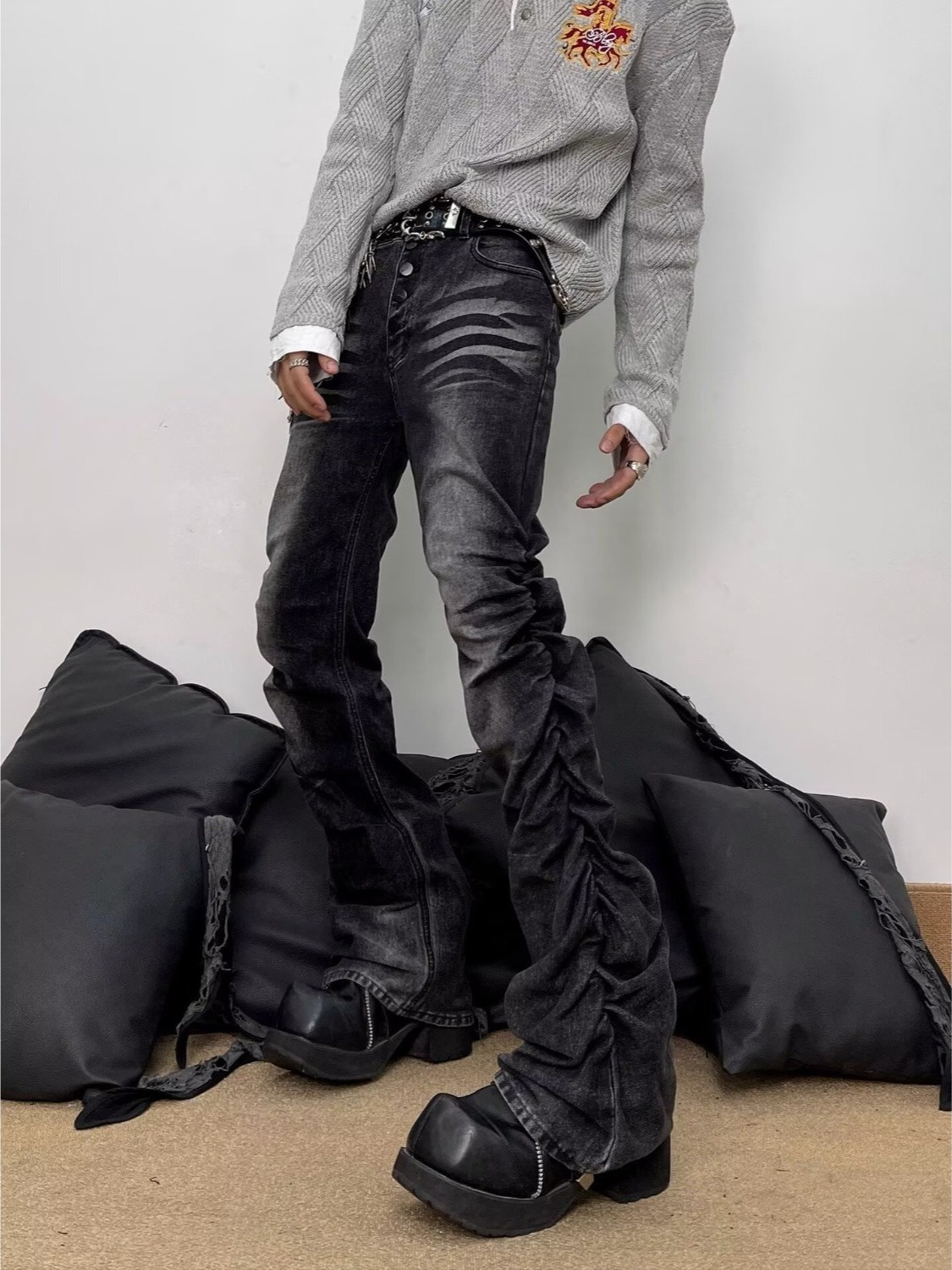 Streetwear Brand Denim - Yıkanmış Siyah Gri Erkek Slim Fit