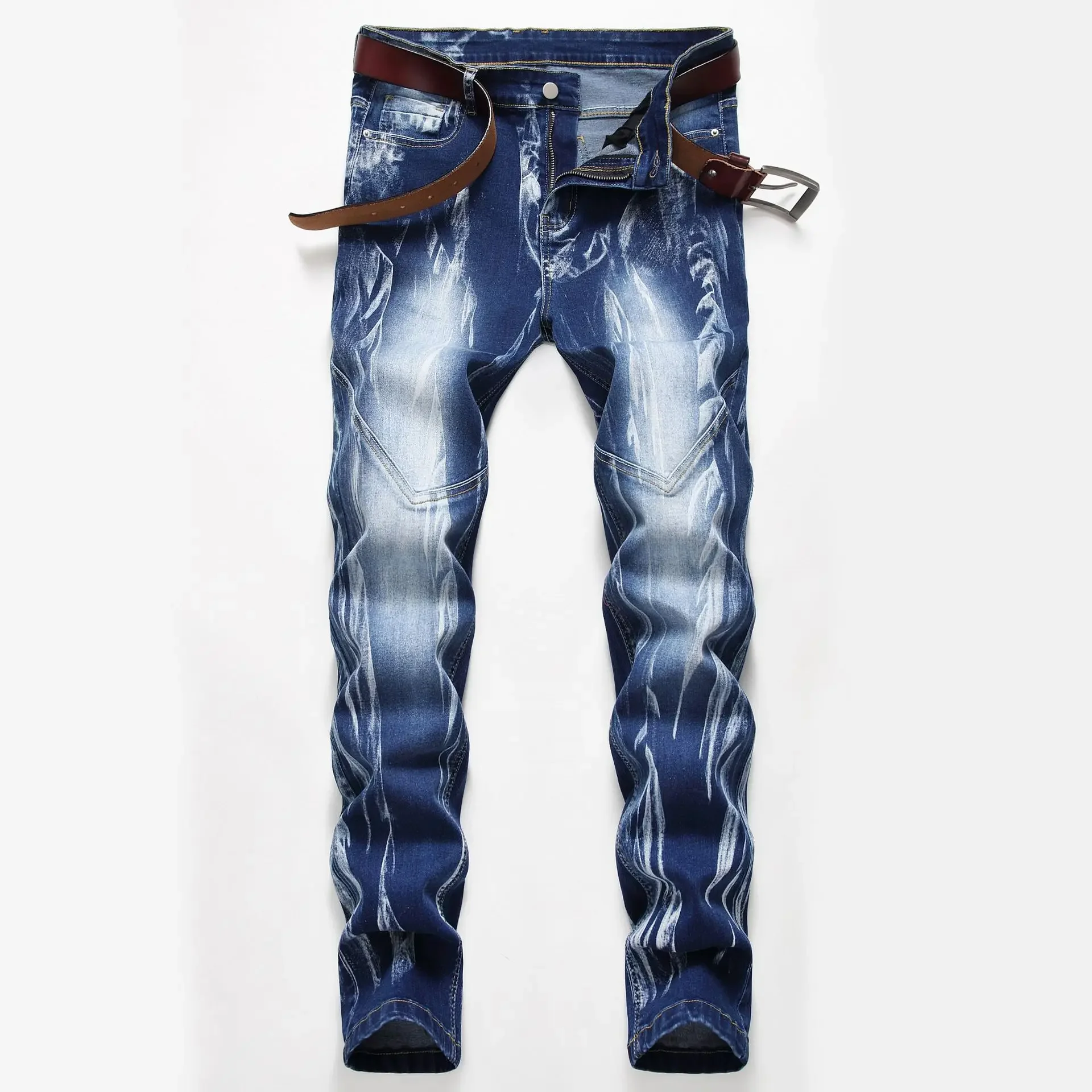 Streetwear Brand Denim - Moda Baskı erkek Esneklik Ince Skinny