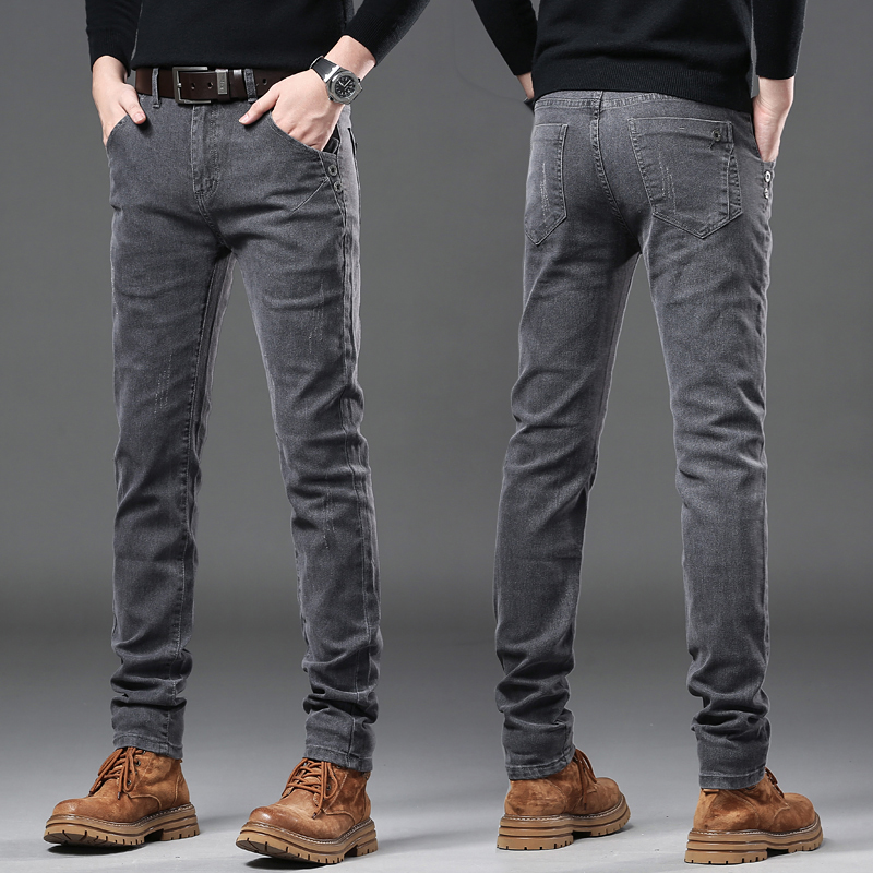 Streetwear Brand Denim - Yeni Saf Gri Kore Ince Kot