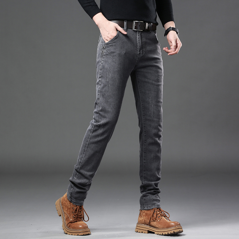Yeni Saf Gri Kore Ince Kot erk - Streetwear Brand Denim incelemesi ve fiyatı