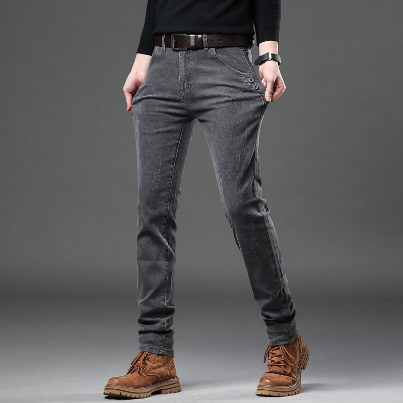Yeni Saf Gri Kore Ince Kot erk - Streetwear Brand Denim incelemesi ve fiyatı